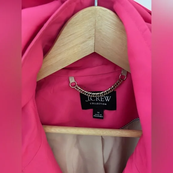 Jcrew Collection neon pink satin shiny trench coat 16 - Picture 3 of 9
